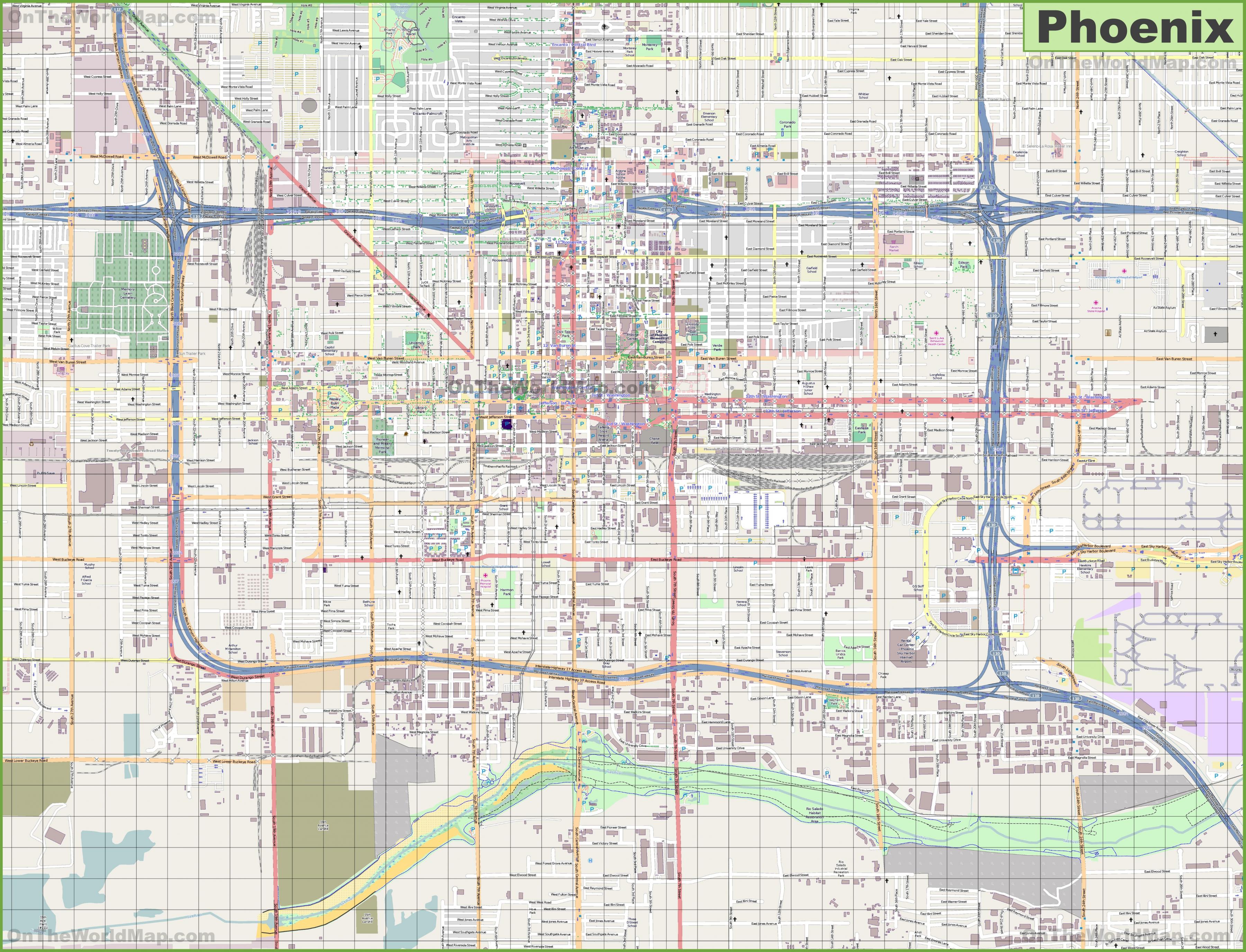 phoenix zip code map with streets