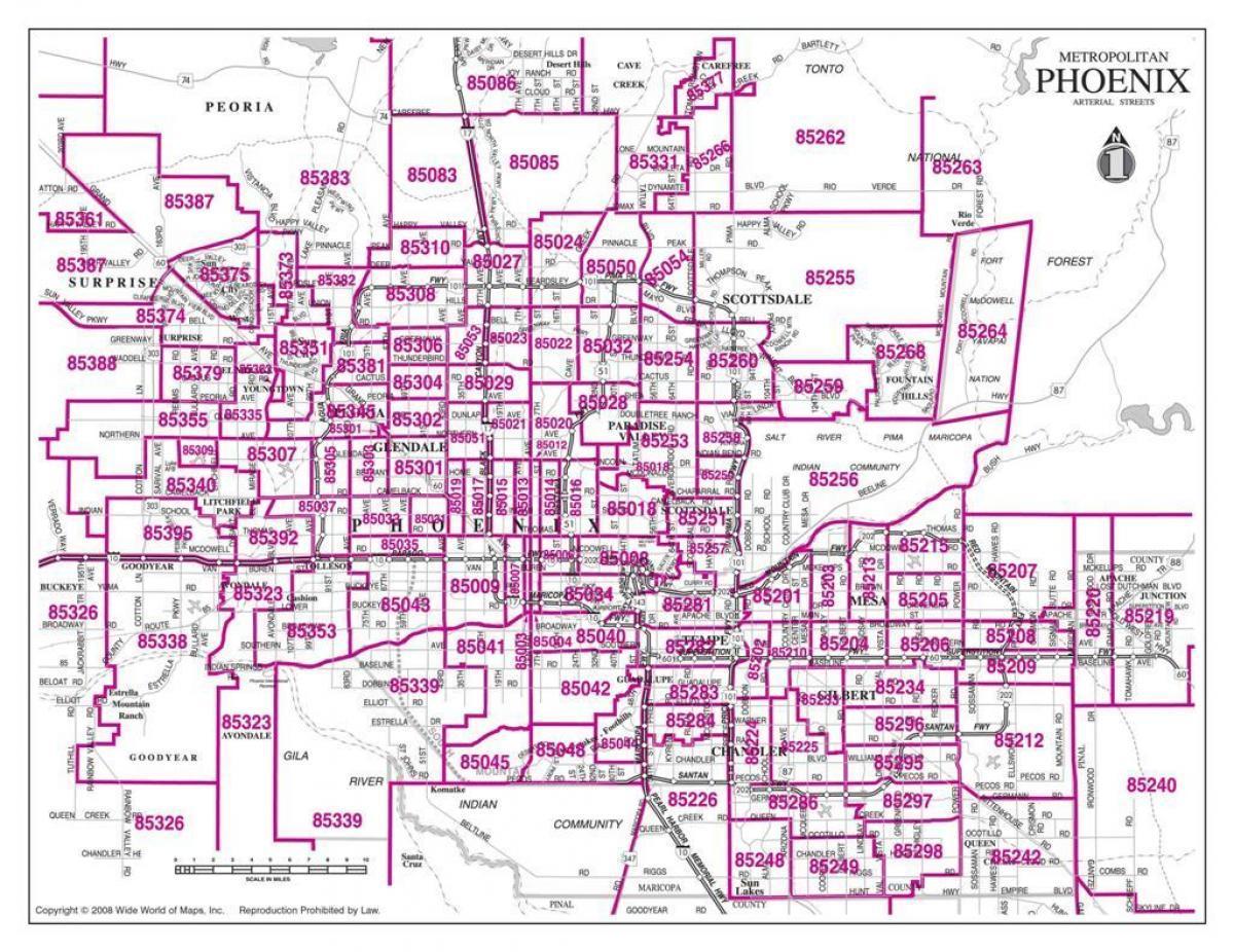 Phoenix zip codes map